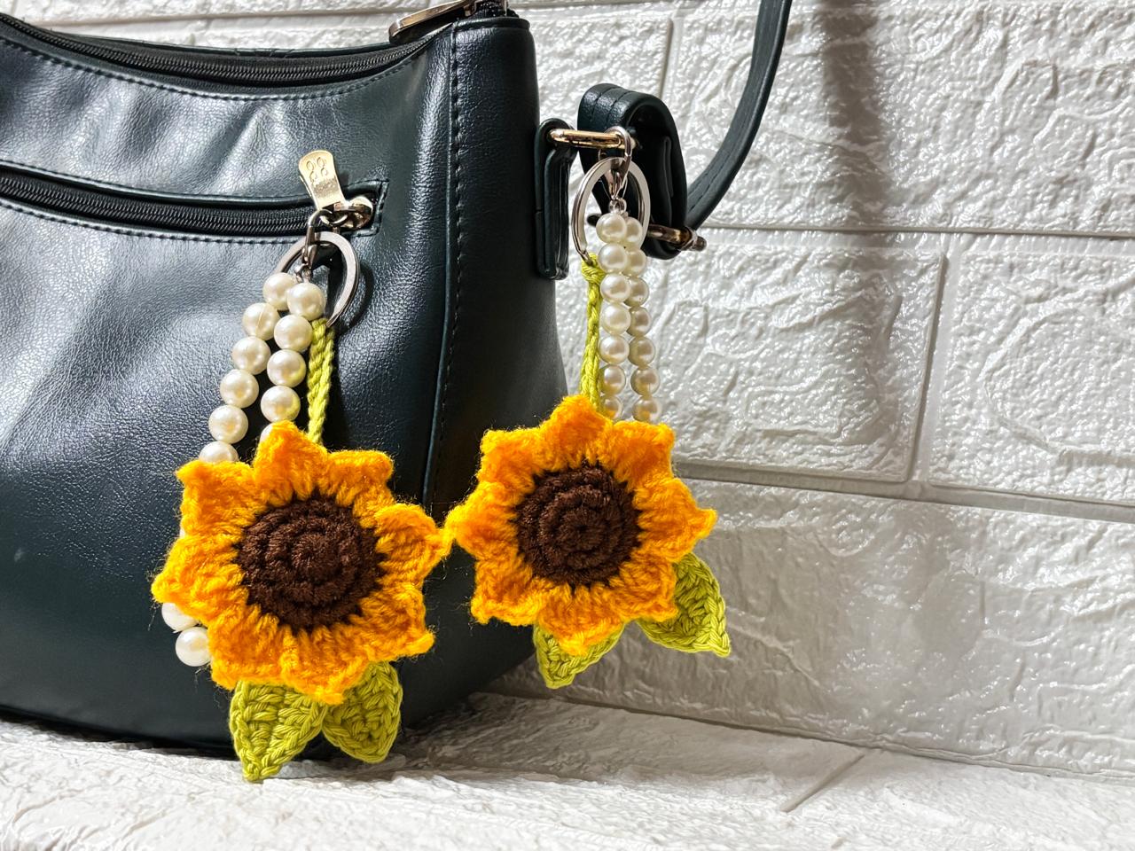 Crochet Sunflower Keychain